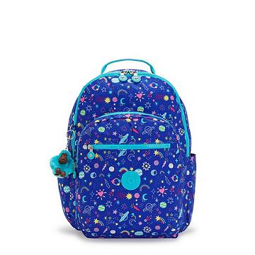 Kipling Seoul Large Printed 15" Backpack Laptop Çantası Lacivert | TR 1551UZ